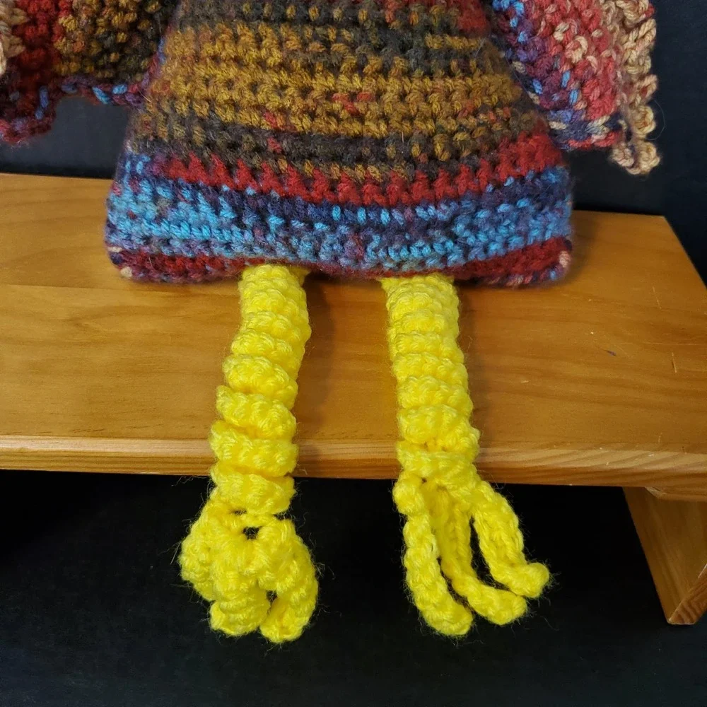 Crochet Chicken Shelf Sitter County‎ Farmhouse Plush Decoration Variegated Brown